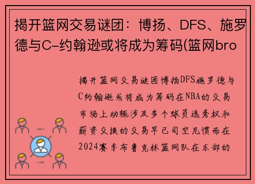 揭开篮网交易谜团：博扬、DFS、施罗德与C-约翰逊或将成为筹码(篮网brooklyn)